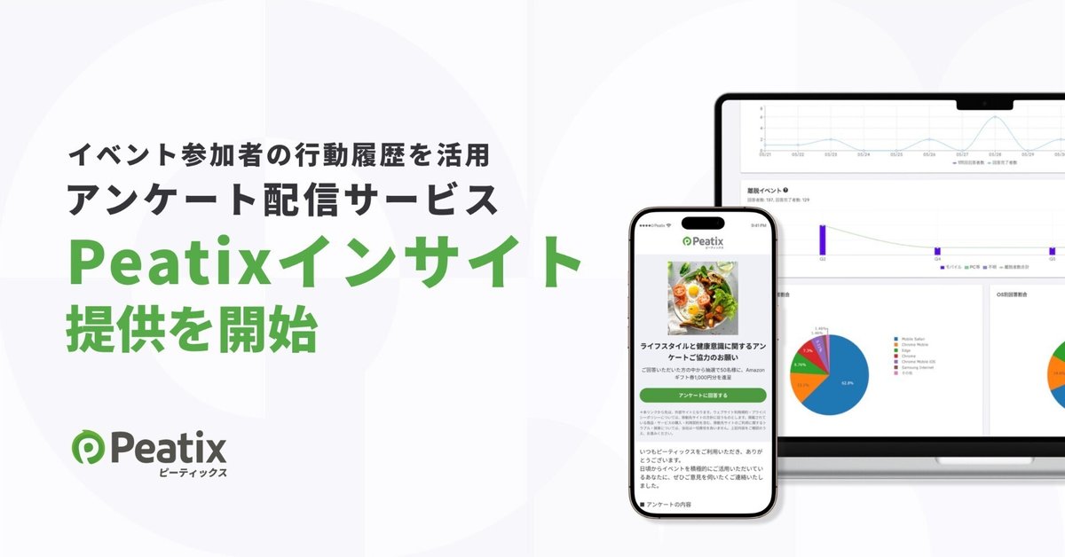 ピーティックス、イベント参加者の行動履歴を活用したアンケート配信サービス「Peatixインサイト」の提供を開始